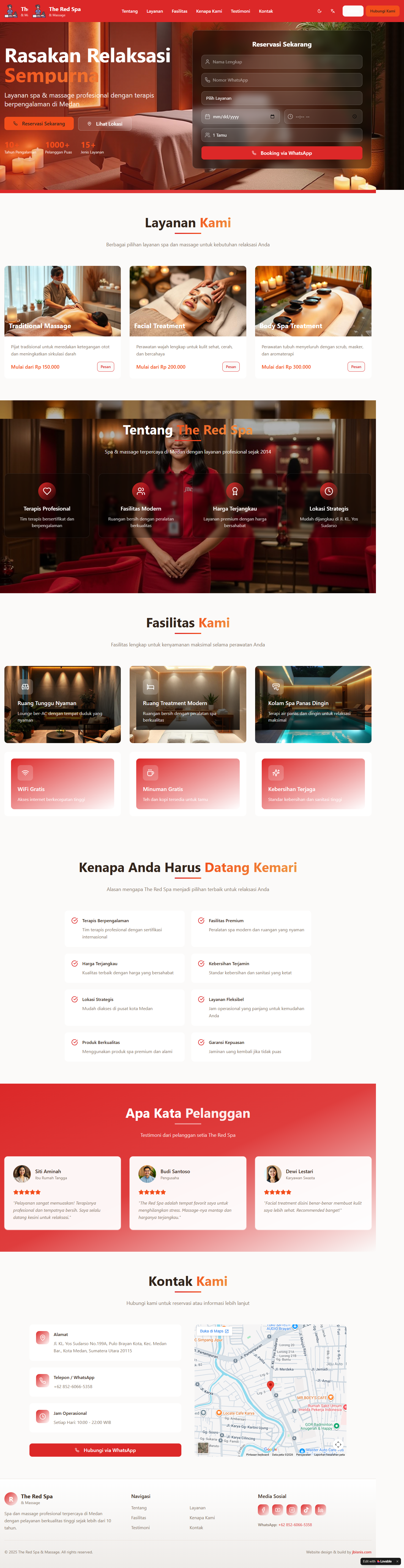 Website usaha spa dan pijat redspa